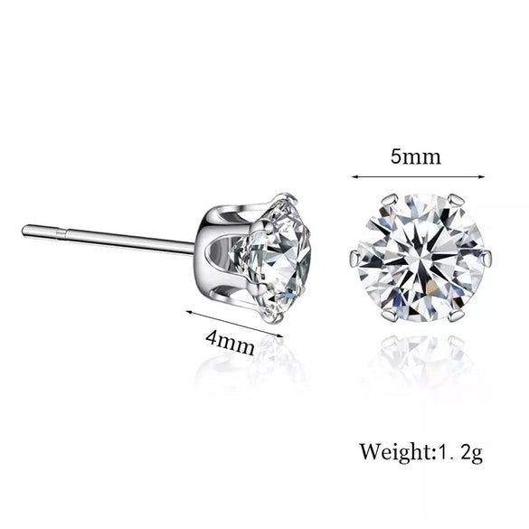 1 Pair Cool Style Shiny Round Plating Inlay Stainless Steel Brass Zircon White Gold Plated Platinum Plated Silver Plated Ear Studs