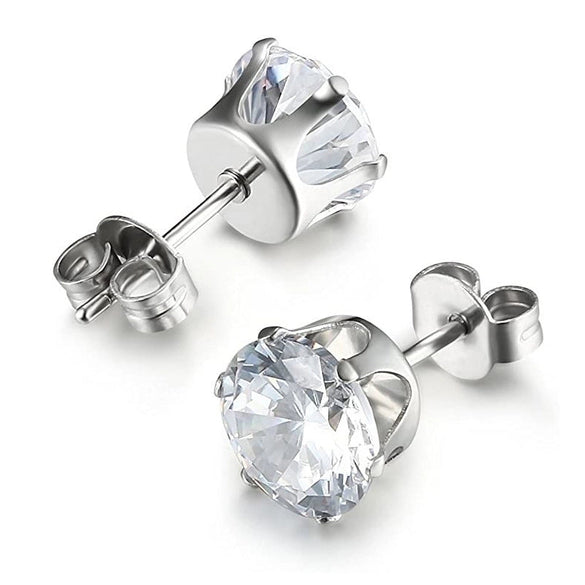 1 Pair Cool Style Shiny Round Plating Inlay Stainless Steel Brass Zircon White Gold Plated Platinum Plated Silver Plated Ear Studs