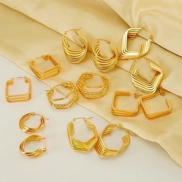 1 Pair Elegant U Shape Plating Stainless Steel 18k Gold Plated Earrings