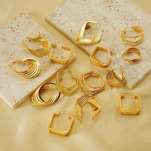 1 Pair Elegant U Shape Plating Stainless Steel 18k Gold Plated Earrings