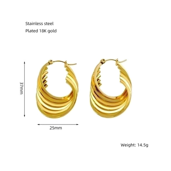 1 Pair Elegant U Shape Plating Stainless Steel 18k Gold Plated Earrings