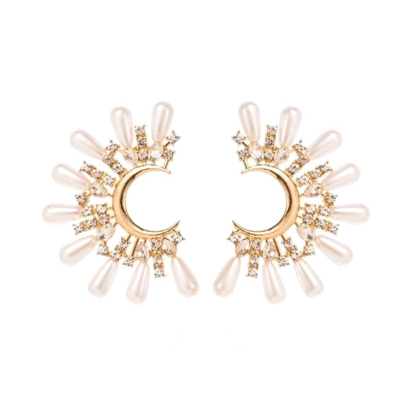 1 Pair Fashion C Shape Inlay Stainless Steel Titanium Steel Pearl Zircon Ear Studs