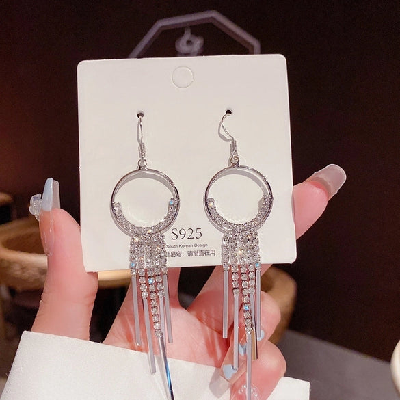 1 Pair Fashion Heart Shape Bow Knot Copper Inlay Zircon Drop Earrings