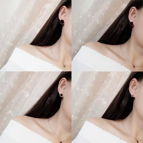 1 Pair Fashion Round Letter Stainless Steel Plating Ear Studs