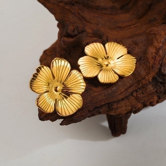 1 Pair Ig Style Casual Geometric Heart Shape Flower Plating Stainless Steel 18k Gold Plated Drop Earrings Ear Studs