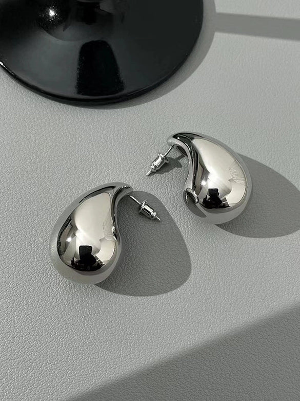 1 Pair Retro French Style C Shape U Shape Water Droplets Plating Stainless Steel 18k Gold Plated Earrings