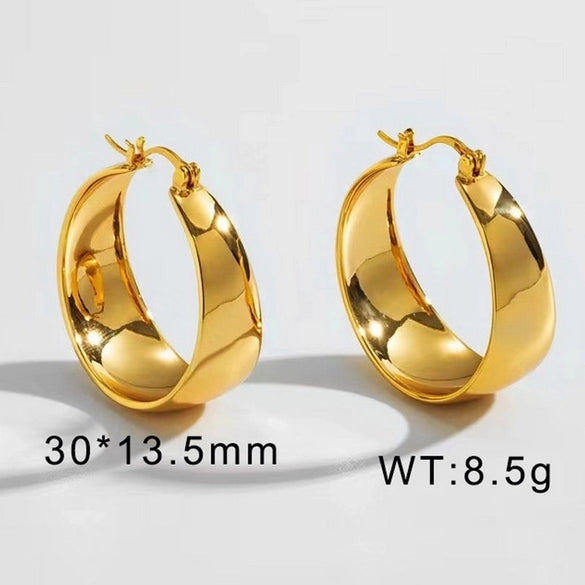 1 Pair Retro Streetwear Solid Color Stainless Steel Plating 18k Gold Plated Hoop Earrings