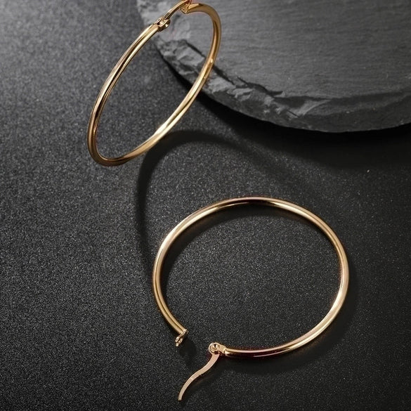 1 Pair Simple Style Circle Stainless Steel Plating Hoop Earrings