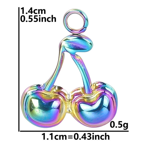 1 Piece 11 * 14mm 304 Stainless Steel 18K Gold Plated Cherry Pendant