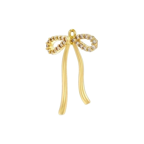 1 Piece 18.5*20mm 20*27.5mm 21.5*26mm Hole 1~1.9mm Hole 3~3.9mm Brass Pearl Zircon 18K Gold Plated Bow Knot Polished Pendant