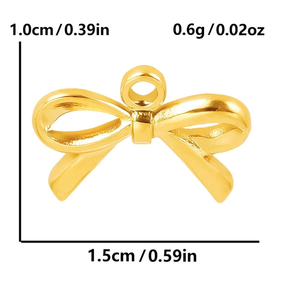 1 Piece 28*20mm 28*42mm 33*29mm 304 Stainless Steel 18K Gold Plated Bow Knot Polished Pendant