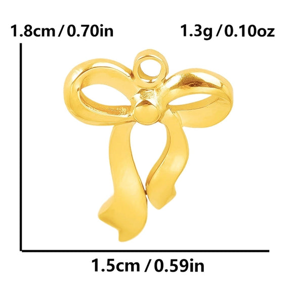 1 Piece 28*20mm 28*42mm 33*29mm 304 Stainless Steel 18K Gold Plated Bow Knot Polished Pendant