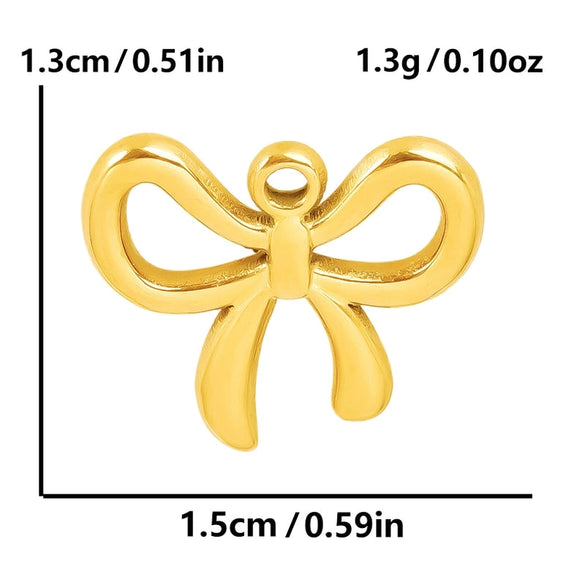 1 Piece 28*20mm 28*42mm 33*29mm 304 Stainless Steel 18K Gold Plated Bow Knot Polished Pendant