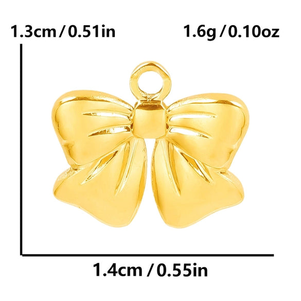 1 Piece 28*20mm 28*42mm 33*29mm 304 Stainless Steel 18K Gold Plated Bow Knot Polished Pendant