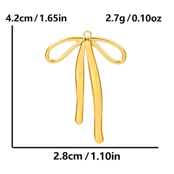 1 Piece 28*20mm 28*42mm 33*29mm 304 Stainless Steel 18K Gold Plated Bow Knot Polished Pendant