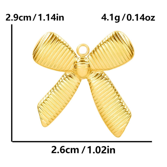 1 Piece 28*20mm 28*42mm 33*29mm 304 Stainless Steel 18K Gold Plated Bow Knot Polished Pendant