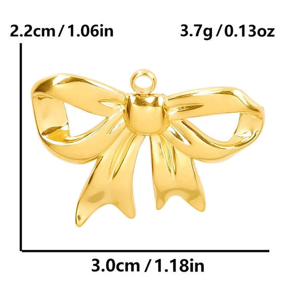 1 Piece 28*20mm 28*42mm 33*29mm 304 Stainless Steel 18K Gold Plated Bow Knot Polished Pendant