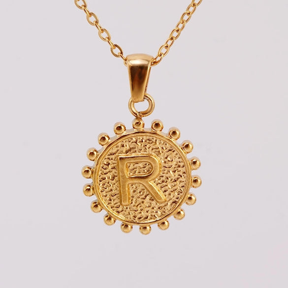 1 Piece 304 Stainless Steel 18K Gold Plated Letter Pendant