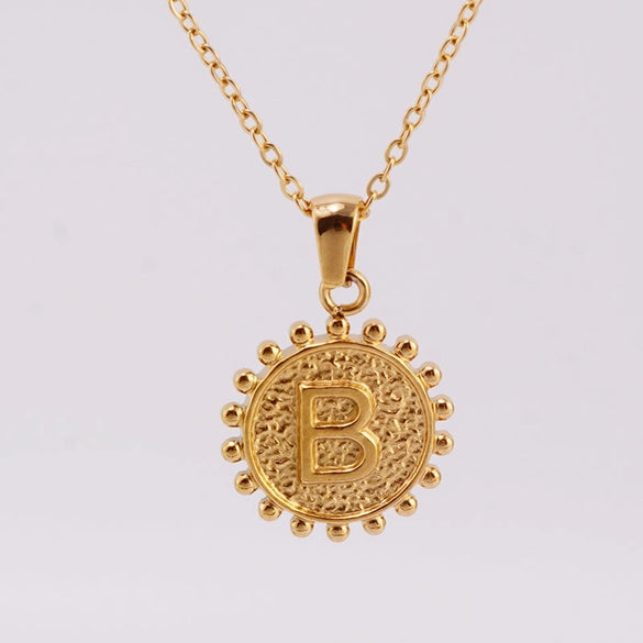 1 Piece 304 Stainless Steel 18K Gold Plated Letter Pendant