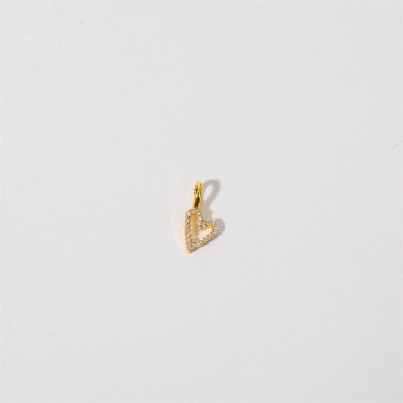 1 Piece Copper Zircon Gold Plated Cross Heart Shape Polished Pendant Chain