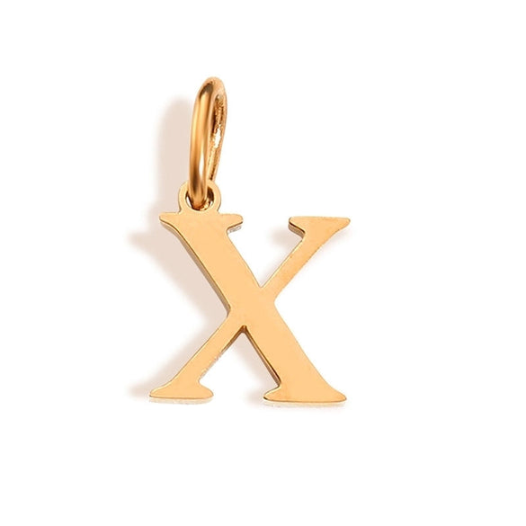 1 Piece Stainless Steel 14K Gold Plated Letter Polished Pendant
