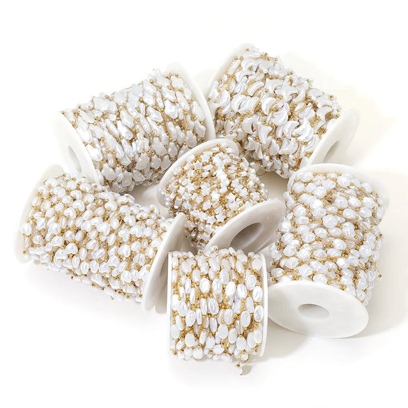 1 M 304 Stainless Steel Imitation Pearl 8*13mm Jewelry Accessories Chain