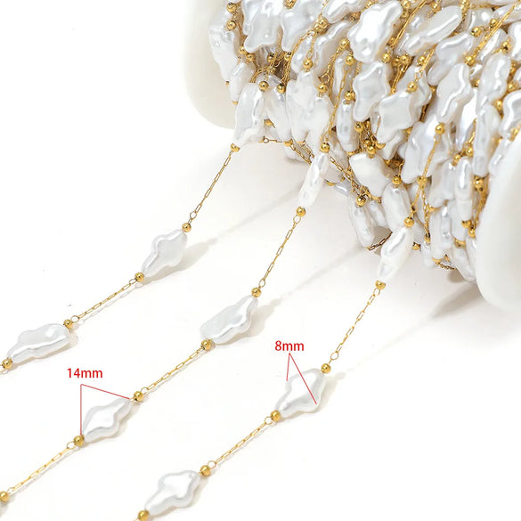 1 M 304 Stainless Steel Imitation Pearl 8*13mm Jewelry Accessories Chain