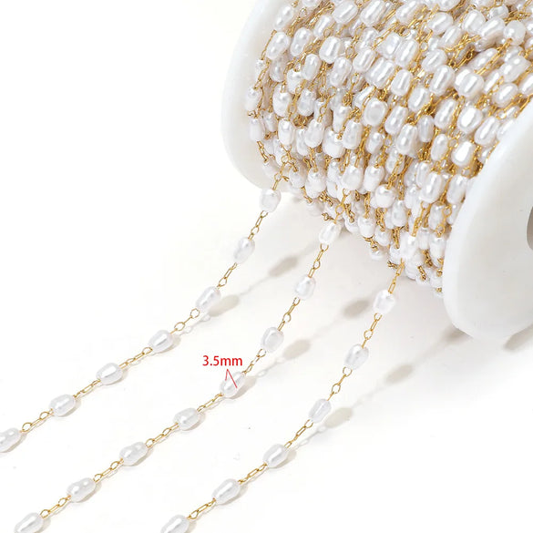 1 M 304 Stainless Steel Imitation Pearl 8*13mm Jewelry Accessories Chain