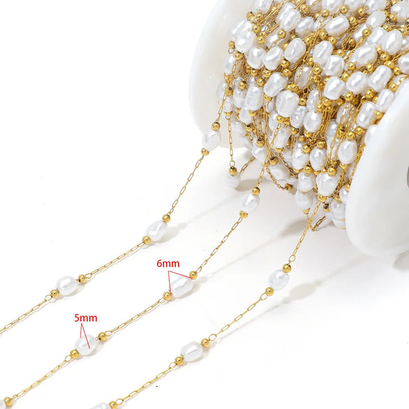 1 M 304 Stainless Steel Imitation Pearl 8*13mm Jewelry Accessories Chain