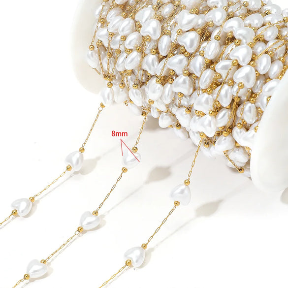 1 M 304 Stainless Steel Imitation Pearl 8*13mm Jewelry Accessories Chain