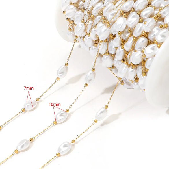 1 M 304 Stainless Steel Imitation Pearl 8*13mm Jewelry Accessories Chain
