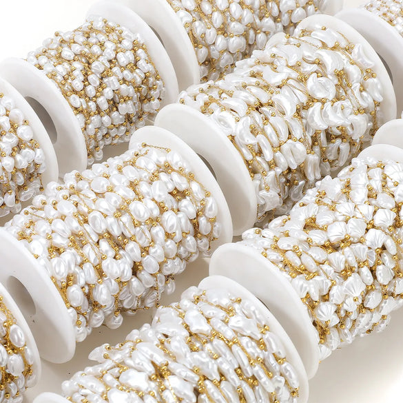 1 M 304 Stainless Steel Imitation Pearl 8*13mm Jewelry Accessories Chain