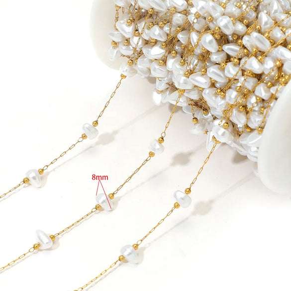 1 M 304 Stainless Steel Imitation Pearl 8*13mm Jewelry Accessories Chain
