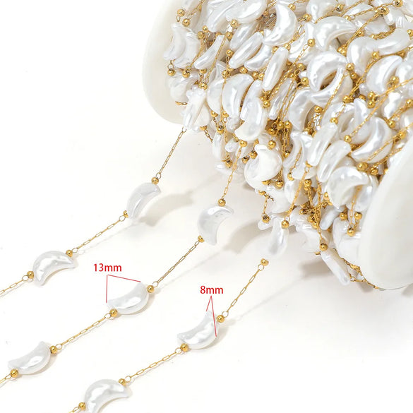 1 M 304 Stainless Steel Imitation Pearl 8*13mm Jewelry Accessories Chain