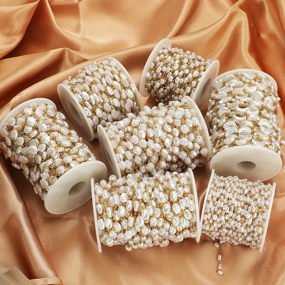 1 M 304 Stainless Steel Imitation Pearl 8*13mm Jewelry Accessories Chain