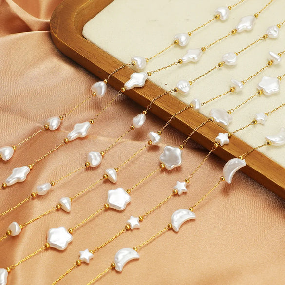 1 M 304 Stainless Steel Imitation Pearl 8*13mm Jewelry Accessories Chain