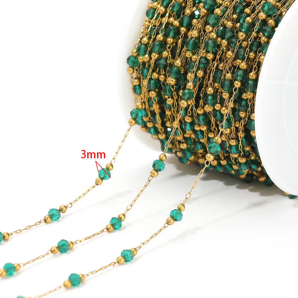 1 M 304 Stainless Steel Natural Stone Diameter 3mm Diameter 4mm Jewelry Accessories Chain