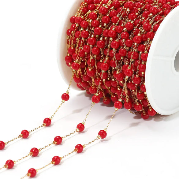 1 M 304 Stainless Steel Natural Stone Diameter 3mm Diameter 4mm Jewelry Accessories Chain