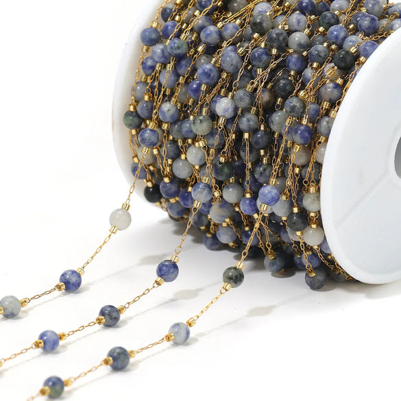 1 M 304 Stainless Steel Natural Stone Diameter 3mm Diameter 4mm Jewelry Accessories Chain