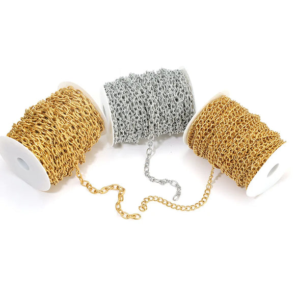 1 M Per Pack 304 Stainless Steel 18K Gold Plated 7 * 17mm Jewelry Accessories Chain