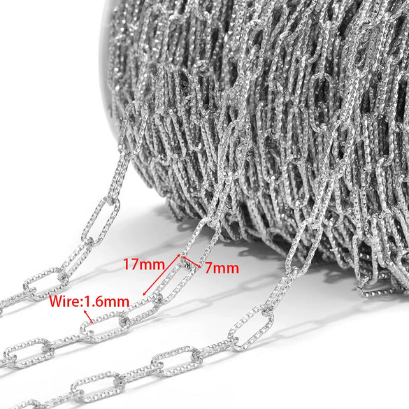 1 M Per Pack 304 Stainless Steel 18K Gold Plated 7 * 17mm Jewelry Accessories Chain