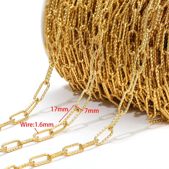 1 M Per Pack 304 Stainless Steel 18K Gold Plated 7 * 17mm Jewelry Accessories Chain