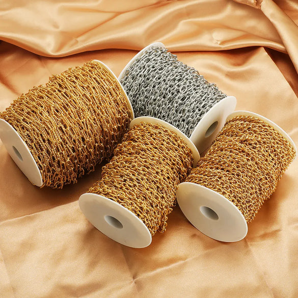 1 M Per Pack 304 Stainless Steel 18K Gold Plated 7 * 17mm Jewelry Accessories Chain