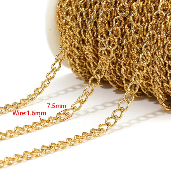 1 M Per Pack 304 Stainless Steel 18K Gold Plated 7 * 17mm Jewelry Accessories Chain