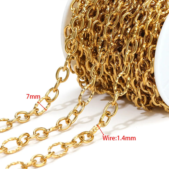 1 M Per Pack 304 Stainless Steel 18K Gold Plated 7 * 17mm Jewelry Accessories Chain