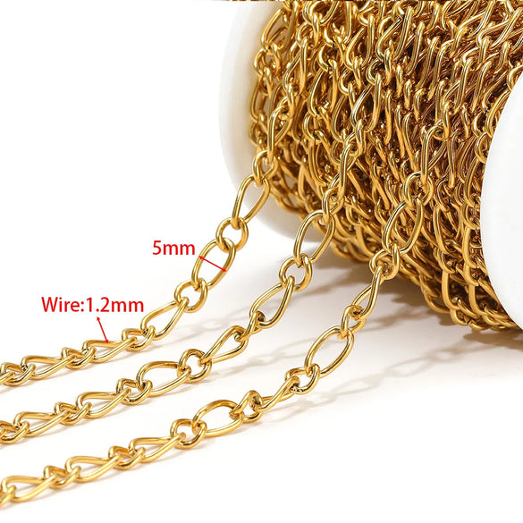 1 M Per Pack 304 Stainless Steel 18K Gold Plated 7 * 17mm Jewelry Accessories Chain