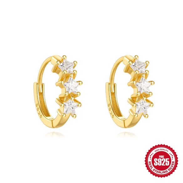 1 Pair 925 Sterling Silver 925 Sterling Silver Earrings Geometric Earrings