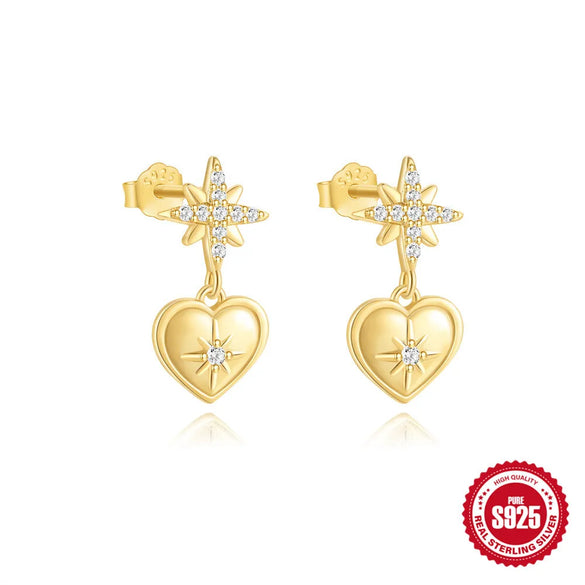 1 Pair 925 Sterling Silver Pearl Zircon 925 Sterling Silver Earrings Geometric Drop Earrings Ear Studs