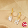 1 Pair 925 Sterling Silver Zircon 925 Sterling Silver Earrings Geometric Drop Earrings
