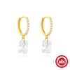 1 Pair 925 Sterling Silver Zircon 925 Sterling Silver Earrings Geometric Drop Earrings